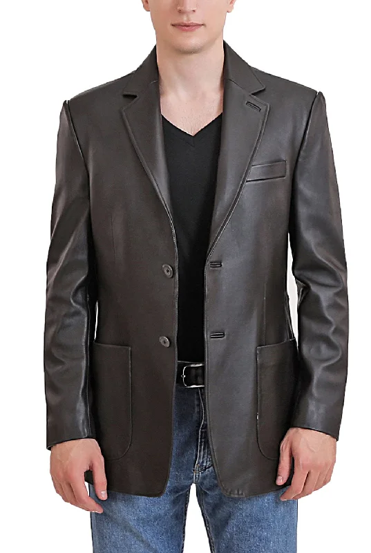 lightweight fleece jacket for outdoor wear-BGSD Men Kai Two-Button Lambskin Leather Blazer