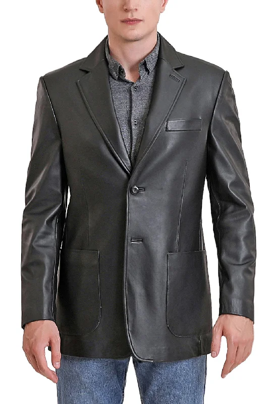 men’s outdoor jacket with removable hood-BGSD Men Kai Two-Button Lambskin Leather Blazer