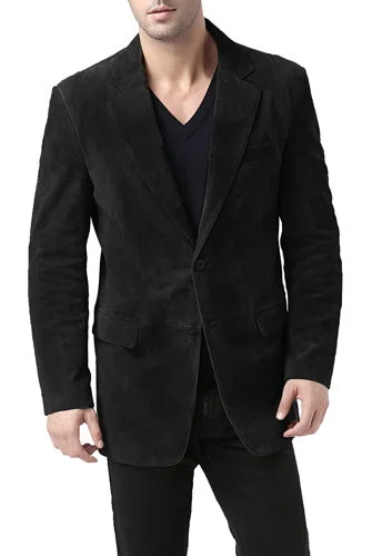 men’s winter jacket for rainy days-BGSD Men Cliff Classic Two-Button Suede Leather Blazer