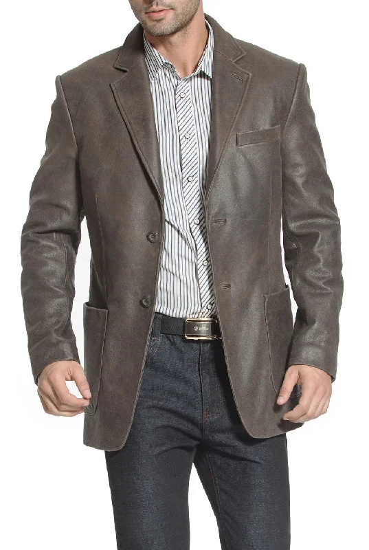 women’s warm coat with insulation-BGSD Men Eric Two-Button Distressed Cowhide Leather Blazer