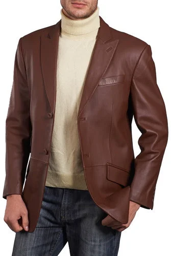 stylish insulated jacket for fall-BGSD Men Noah Two-Button Lambskin Leather Blazer