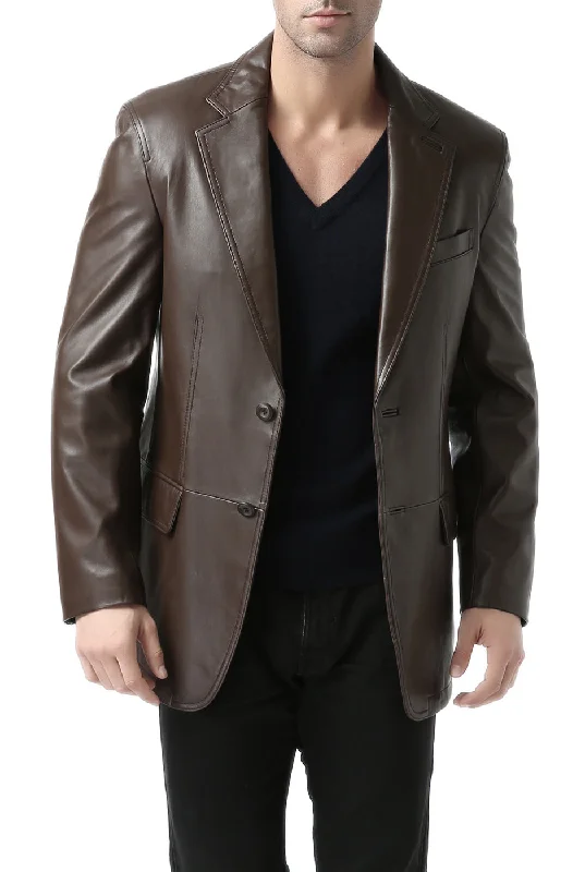 stylish fleece jacket with zip closure-BGSD Monogram Collection Men 2-Button Lambskin Leather Blazer