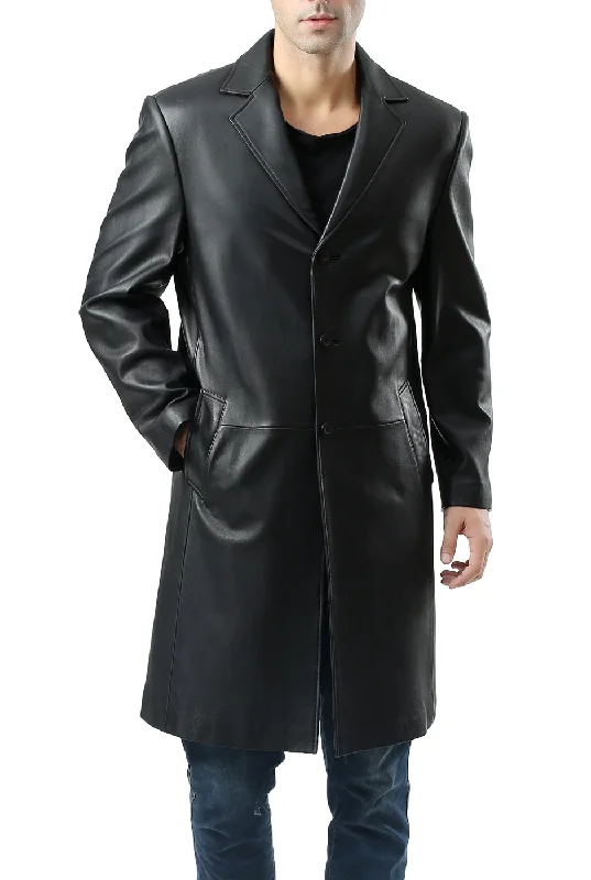 cozy insulated jacket for snow-BGSD Monogram Collection Men Classic Lambskin Leather Long Walking Coat