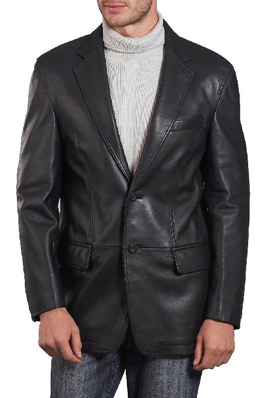 winter-ready jacket for cold climates-BGSD Monogram Collection Men New Zealand Lambskin Leather Blazer