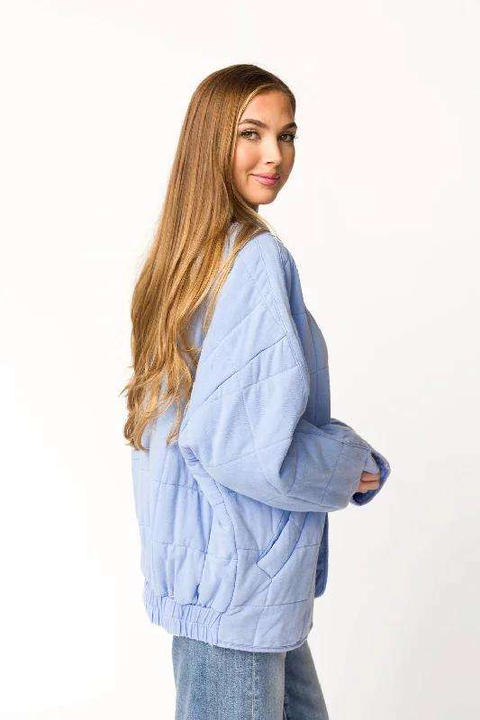 athletic jacket for cold outdoor activities-Cecilia Quilted Jacket in Sky Blue