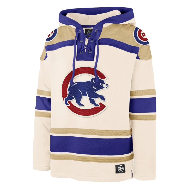 hoodie with modern cut and design -CHICAGO CUBS SUPERIOR '47 LACER HOOD