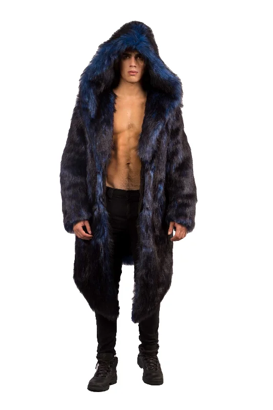 cold-weather jacket with adjustable sleeves-Men's Desert Warrior Coat in "Blue Wolf"