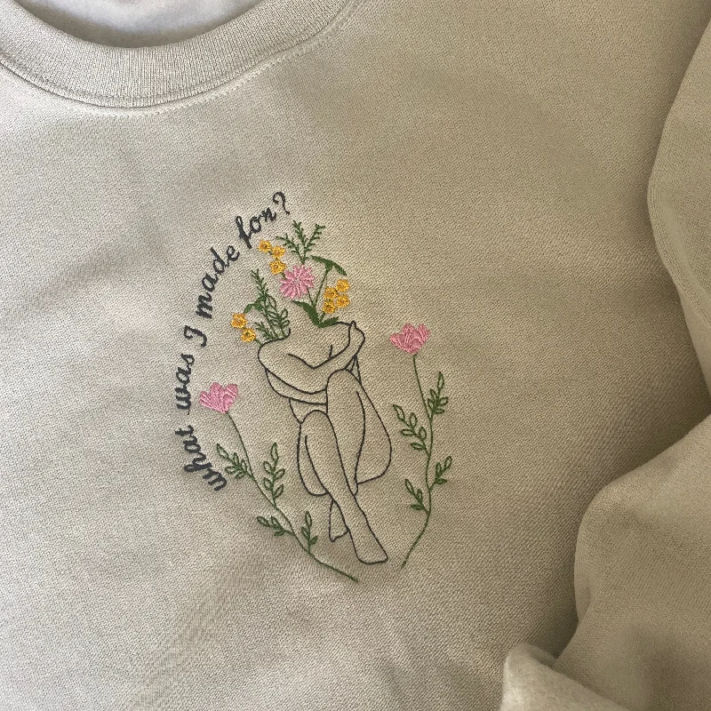 hoodie for every season -Fine Line Body Flower Embroidered Sweatshirt