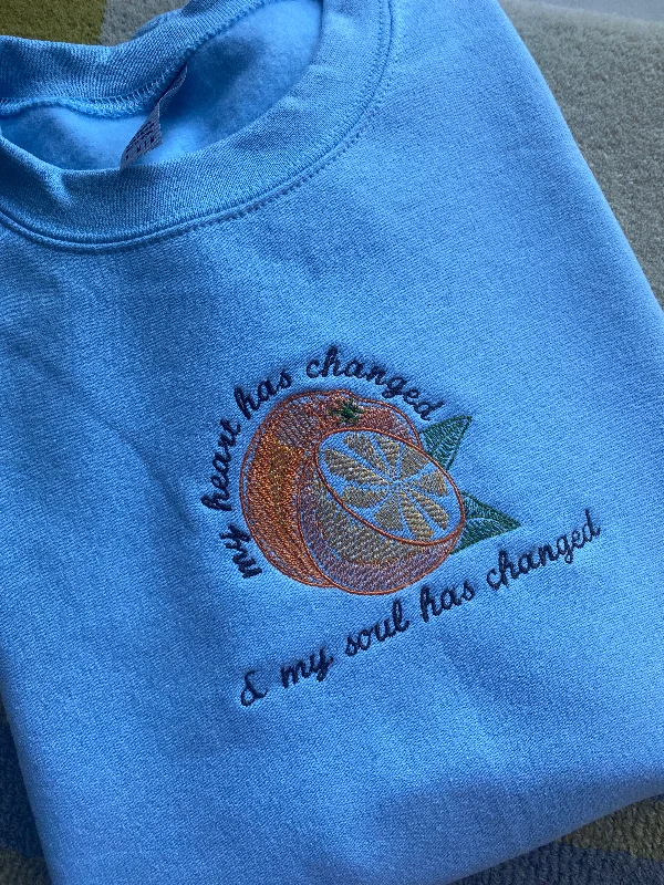 hoodie with smooth cotton material -Heart & Oranges Embroidered Sweatshirt