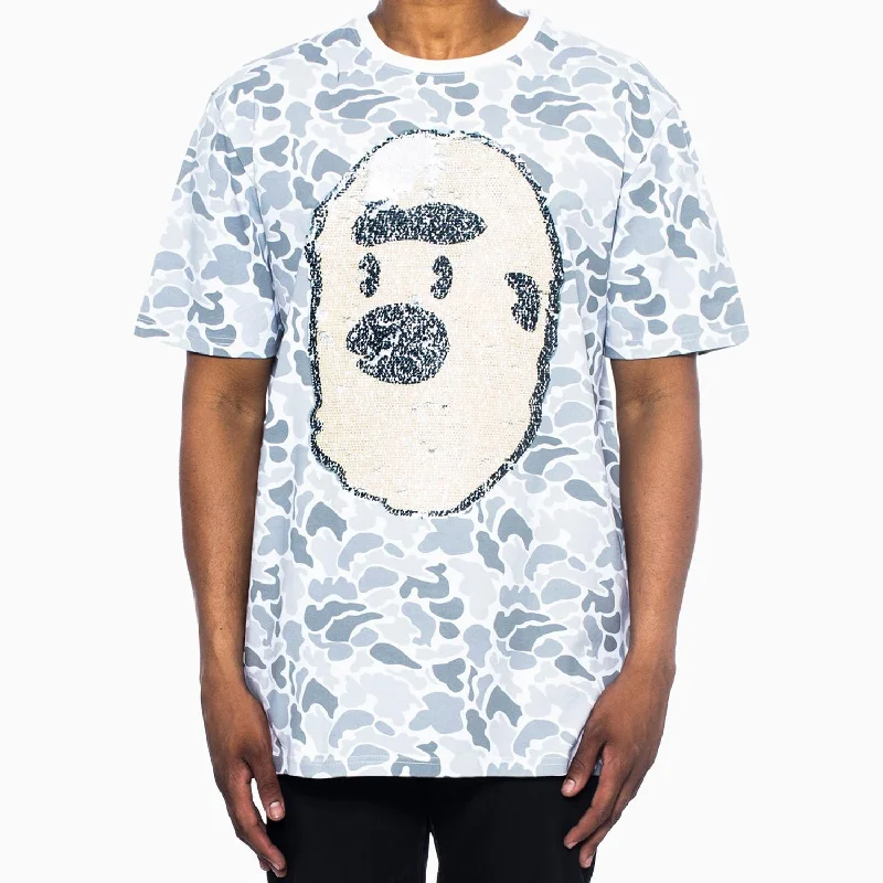 soft fabric short sleeve t-shirt -Men's Ape Camo Sequins Short Sleeve T Shirt