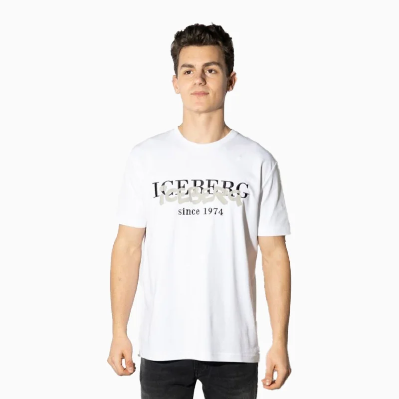 sporty short sleeve polo shirt -Men's Iceberg Logo Short Sleeve T-Shirt