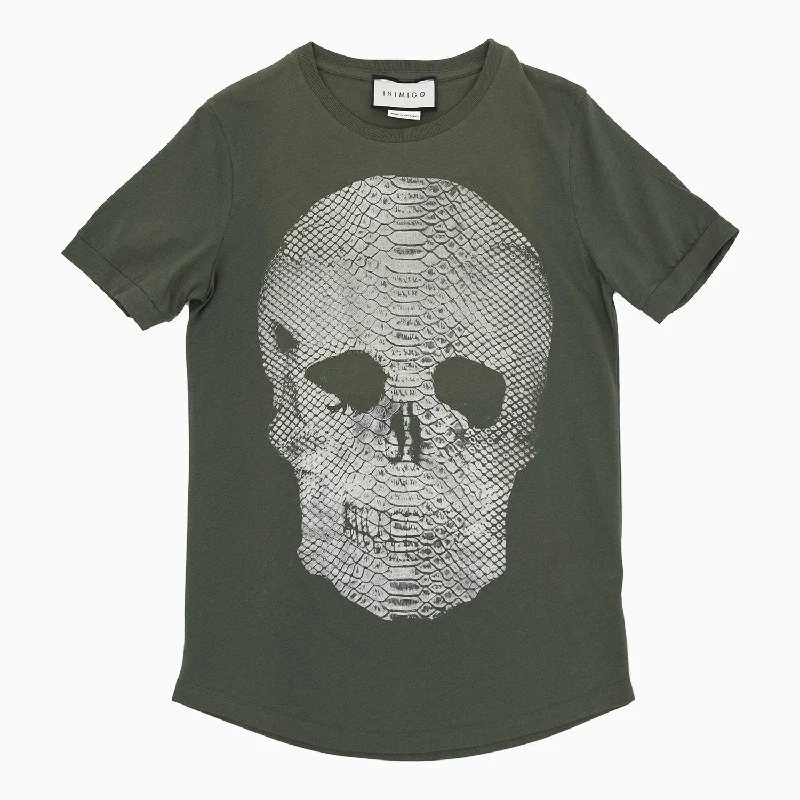 short sleeve raglan t-shirt for men -Men's Snake Skull Short Sleeves T Shirt