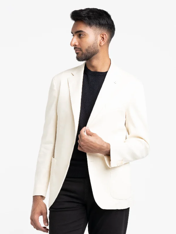 men’s zippered winter coat with faux fur-Ivory White Garment-Dyed Jack Sport Jacket