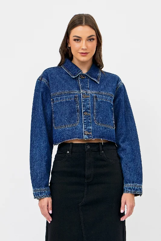 cold-weather jacket for chilly days-Jean Jacket Dark