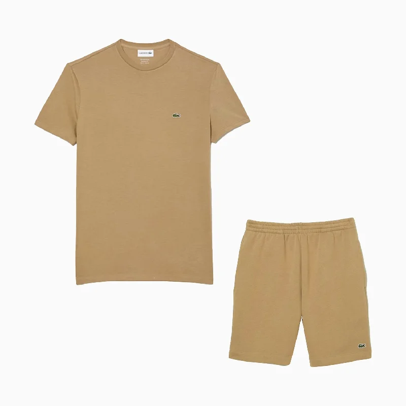 comfortable fit short sleeve t-shirt -Men's Crew Neck Pima T-shirt And Shorts Outfit