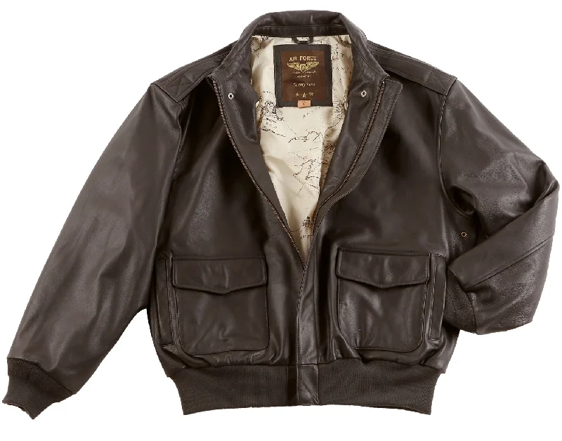 cold-weather jacket for chilly days-Landing Leathers Monogram Collection Men Air Force A2 Leather Flight Bomber Jacket