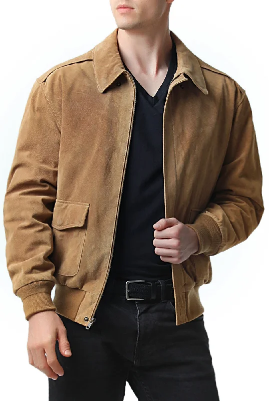 men’s stylish insulated jacket for snowboarding-Landing Leathers Men Air Force A-2 Suede Leather Flight Bomber Jacket