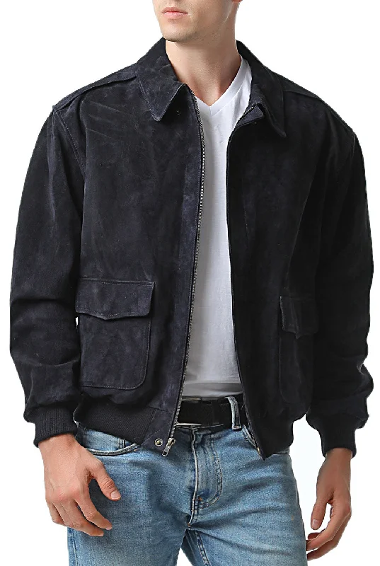 men’s athletic jacket with hood for winter-Landing Leathers Men Air Force A-2 Suede Leather Flight Bomber Jacket