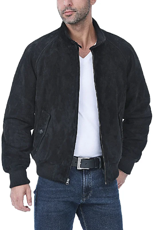 men’s rugged winter coat-Landing Leathers Men WWII Suede Leather Bomber Jacket