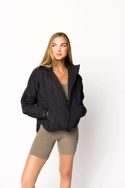 women’s insulated winter coat-Layla Puffer Jacket in Black