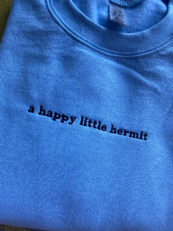 hoodie with unique zippers and details -Little Hermit Embroidered Sweatshirt