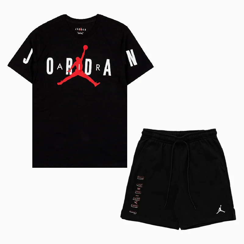 fitted short sleeve t-shirt -Men's Air Jordan Strech T Shirt and Shorts Outfit