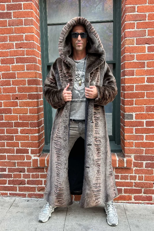 men’s sleek leather jacket-Men's Long Desert Warrior Coat in "Bengal Fox"