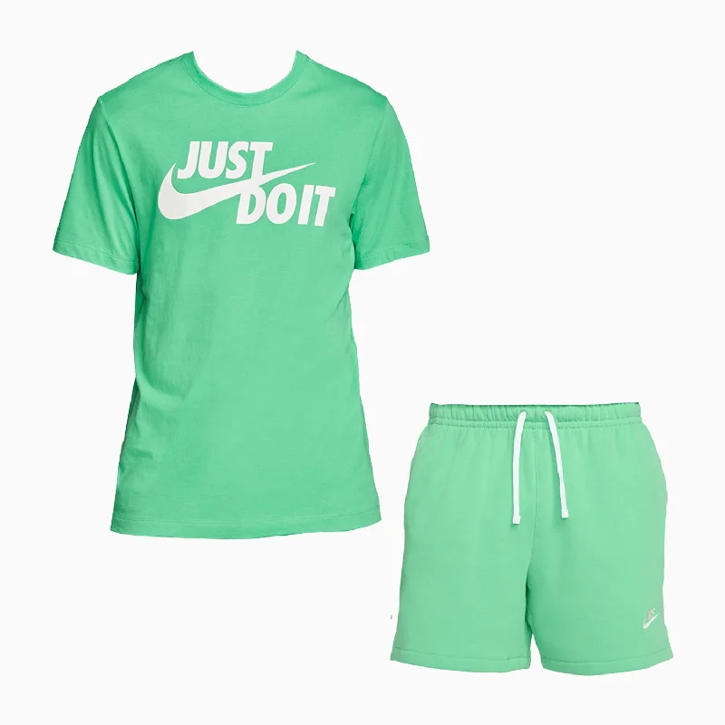 short sleeve shirts with fun prints -Men's Nike Sportswear Just Do It T Shirt And Shorts Outfit