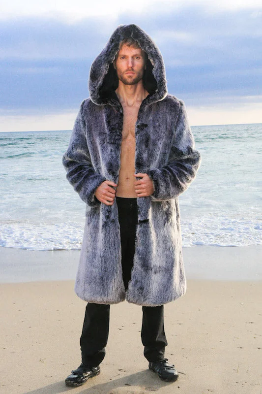 cozy outdoor jacket for winter wear-Men's Playa Coat in "Dark Pegasus" Chinchilla