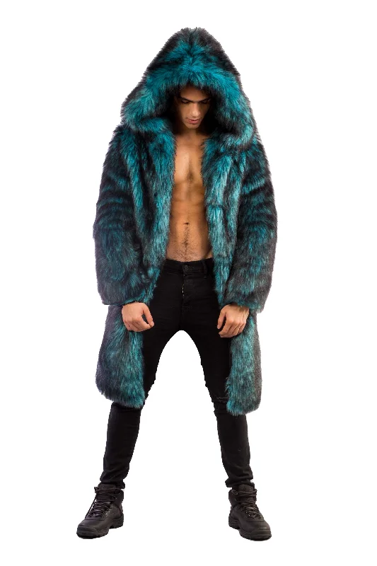 zippered puffer jacket for winter-Men's Playa Coat in "Teal Wolf"