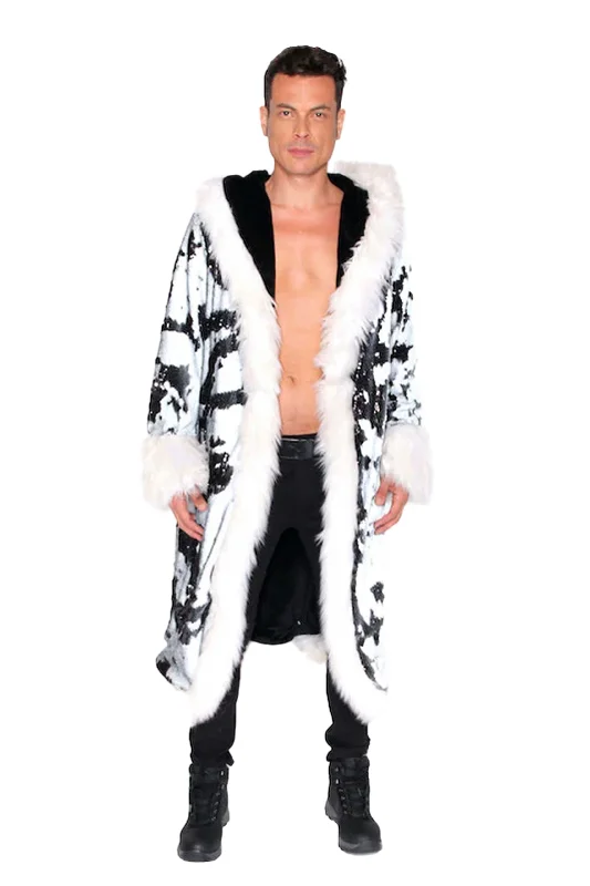 warm insulated jacket for hiking-Men's Sequin King Coat in "Black/ White"