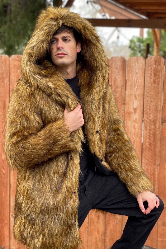 warm winter jacket for urban fashion-Men's Short Desert Warrior Coat in "Golden Fox"