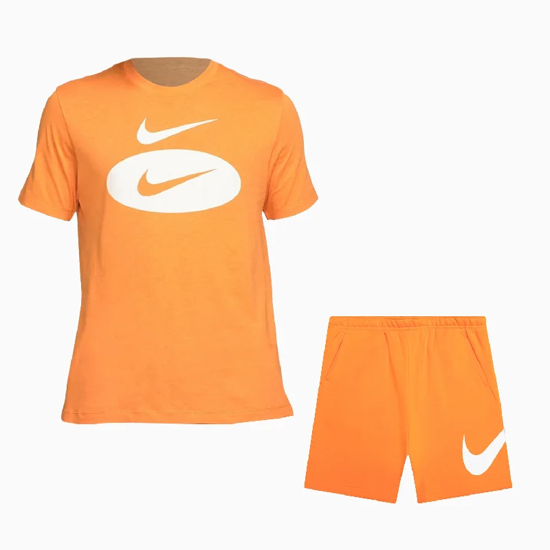 short sleeve t-shirt with fun prints -Men's Sportswear Swoosh T Shirt And Shorts Outfit