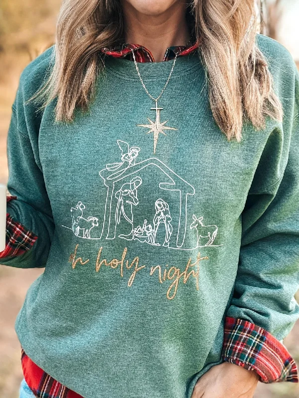 hoodie with warm and soft interior -Oh Holy Night Graphic Sweatshirt