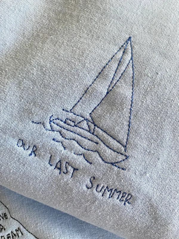 hoodie with breathable material for comfort -Our Last summer Embroidered Sweatshirt