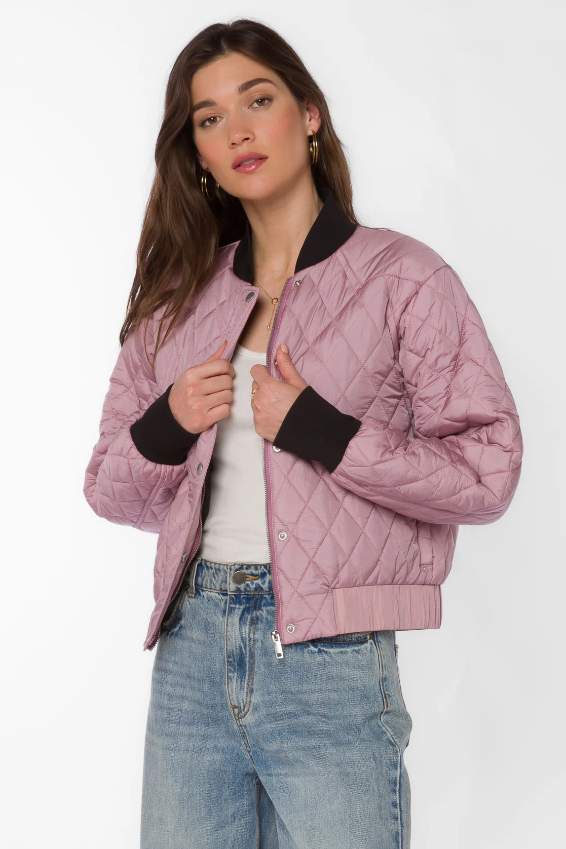 men’s breathable winter jacket-Sakura Quilt Bomber Jacket - Mauve