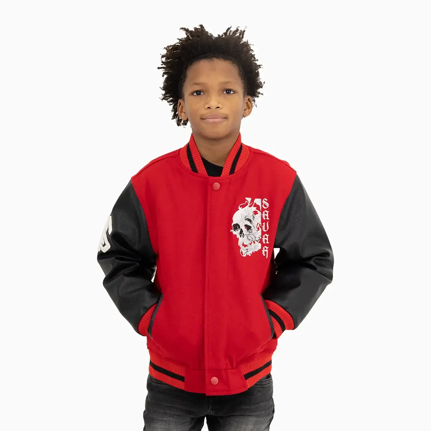 insulated performance jacket for winter weather-Kid's Skull Smoke Wool Varsity Jacket