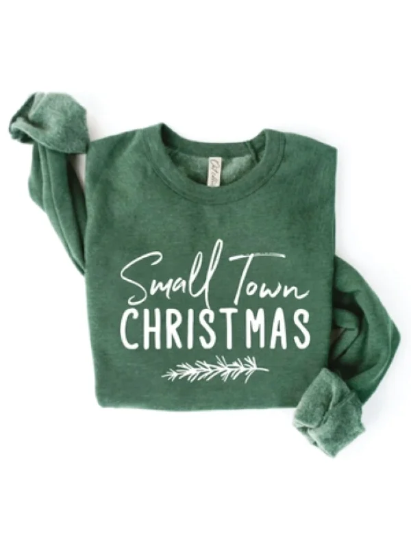 hoodie for professional casual wear -Small Town Christmas Sweatshirt