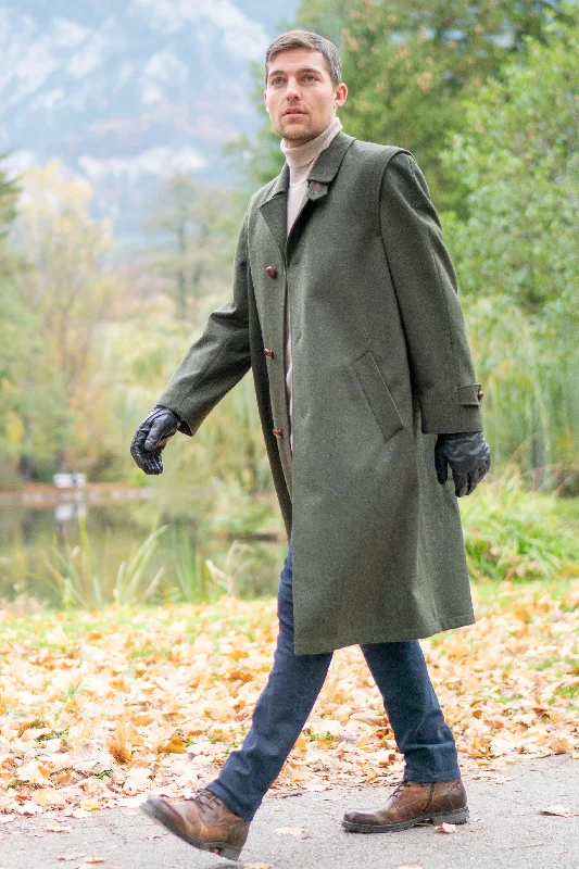 men’s casual insulated jacket-Sud Tiroler - Men's Loden Green Overcoat with zip out lining