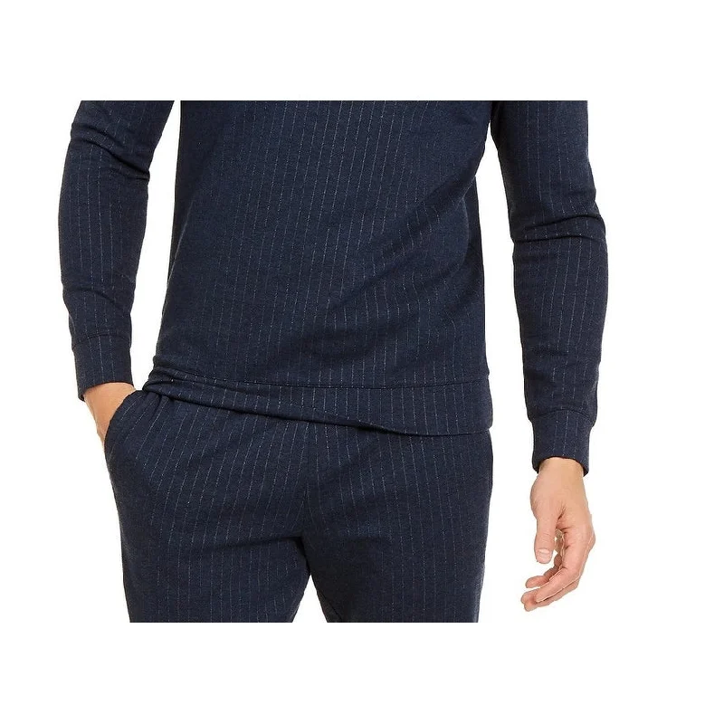 pullover sweater for cool evenings-Alfani Men's Classic-Fit Stretch Stripe Knit Sweatshirt Navy