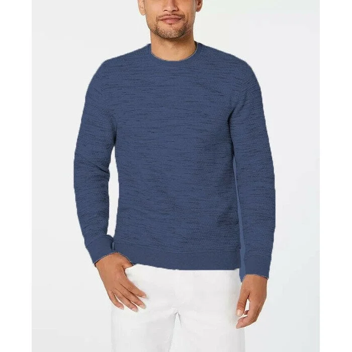 modern pullover sweater for cold days-Alfani Men's Heathered Sweatshirt Navy Size Large