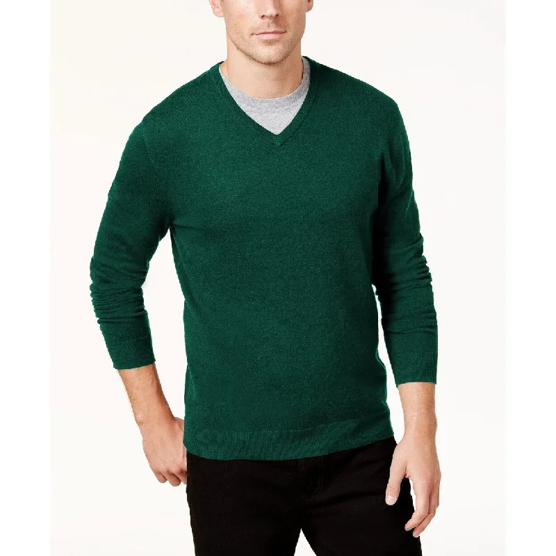 stylish sweater for chic weekend looks-Alfani Men's V-Neck Sweater Cape Green Size Small