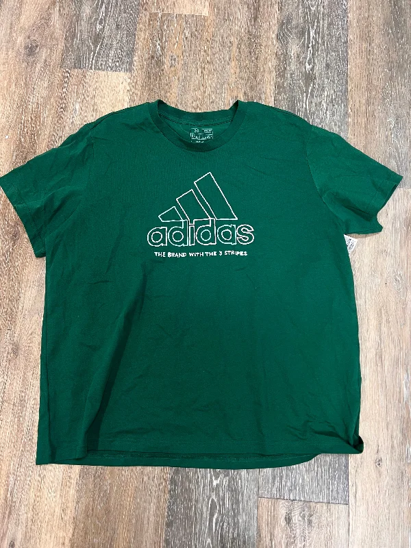 relaxed short sleeve shirt for work -Athletic Top Short Sleeve By Adidas In Green, Size: 2x