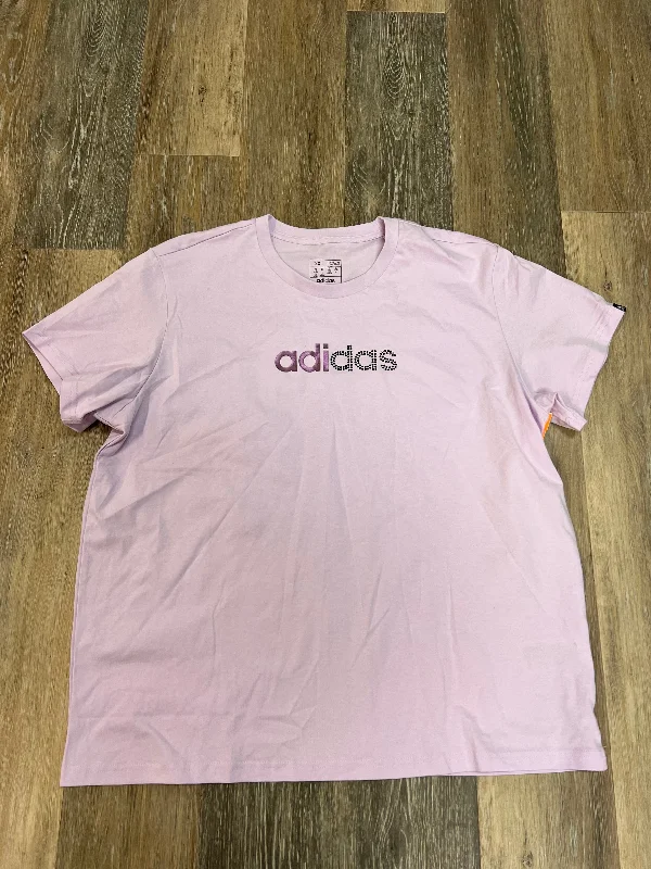 stylish short sleeve shirt for travel -Athletic Top Short Sleeve By Adidas In Purple, Size: 2x