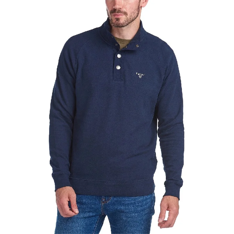 cashmere sweater for lightweight warmth-Barbour Men's Sweat Half-Snap Pullover Navy Size Medium