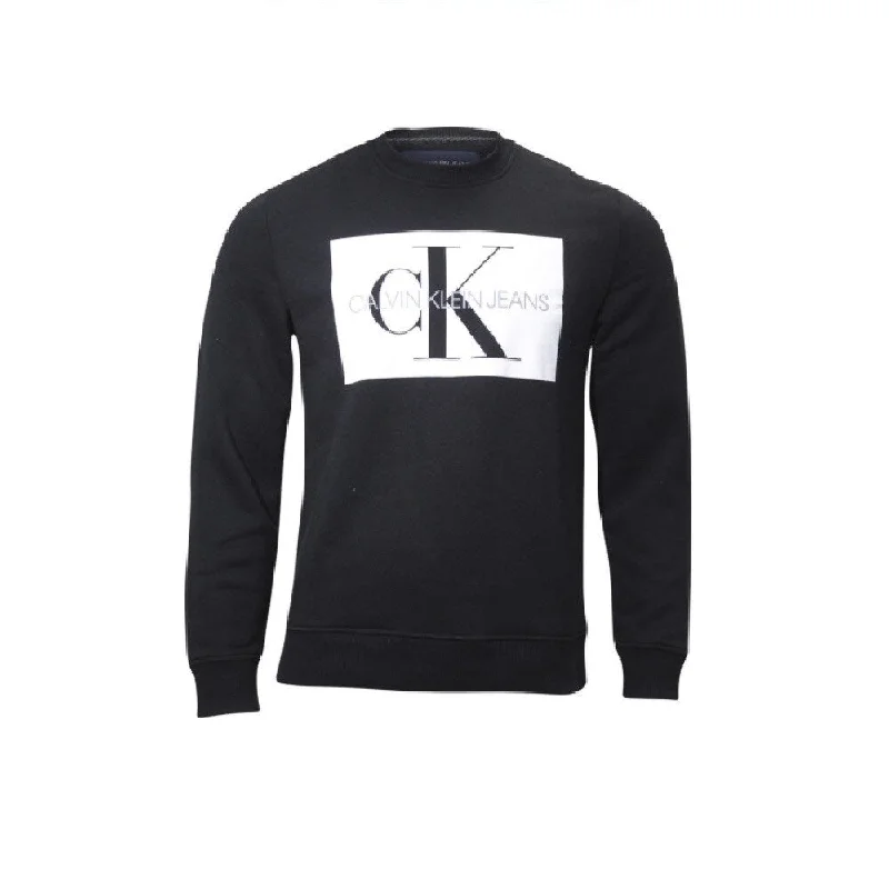 soft wool sweater for layering under jackets-Calvin Klein Jeans Men's Monogram Sweatshirt Charcoal Size X-Large - XL