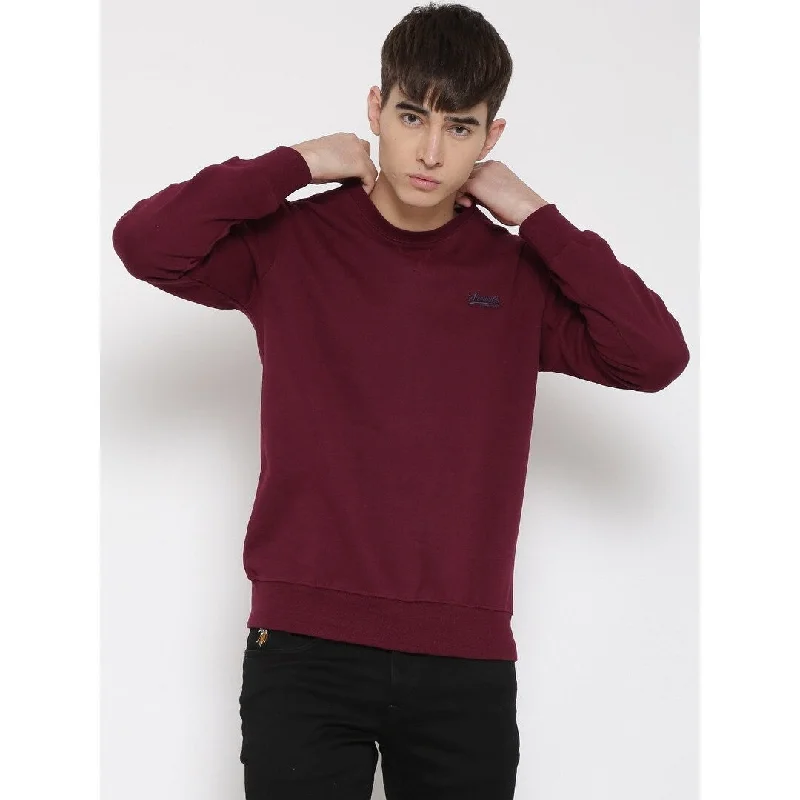 luxurious wool sweater for colder months-ID Ideology Men's Fleece Sweatshirt Wine Size Medium