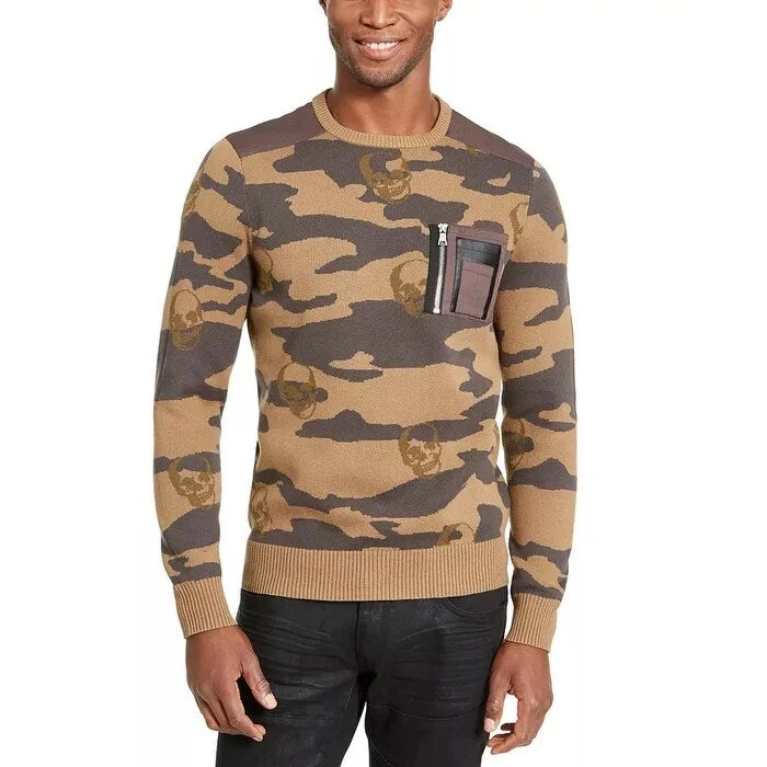 comfortable wool sweater for outdoor activities-INC International Concepts Men's Alissa Camo Sweater Beige Size Large