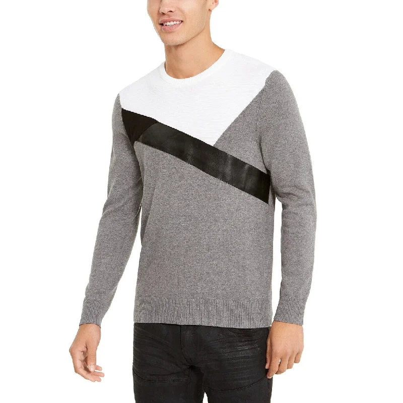 modern wool sweater for casual style-INC International Concepts Men's Colorblocked Sweater Dark Gray Size M