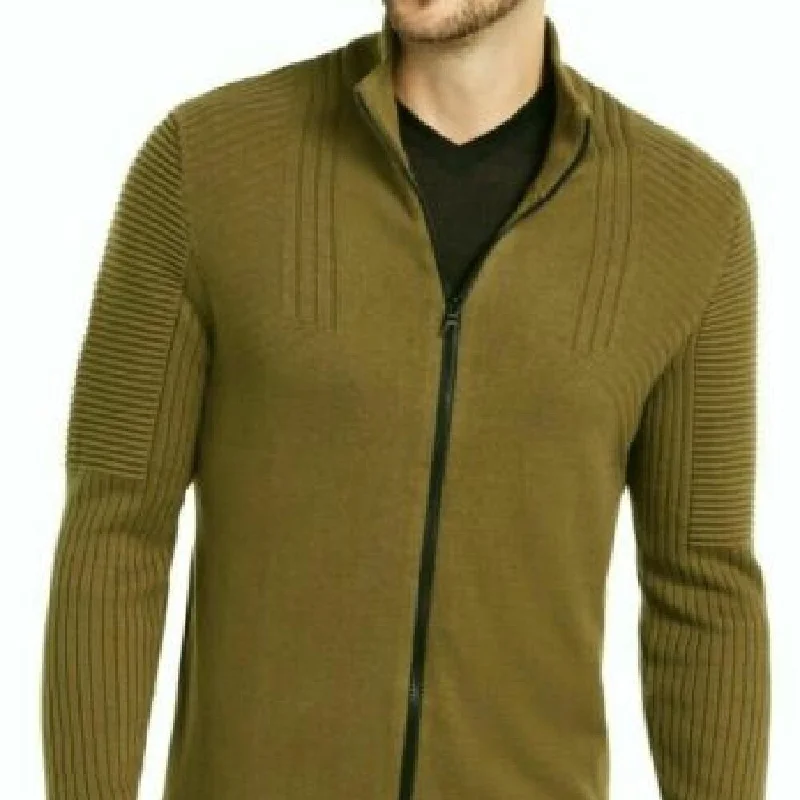 versatile pullover sweater for all seasons-INC International Concepts Men's Samuel Zip-Front Cardigan Green Size X-Small